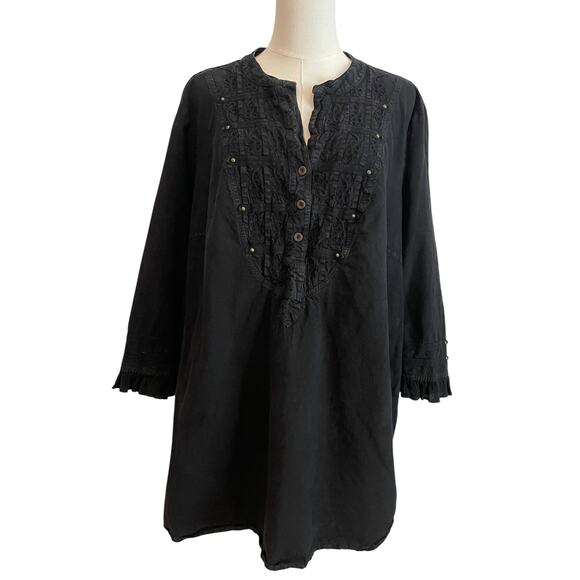 Soft Surroundings Boho Shirt Top Womens Size 2XL Beaded Peasant Lagoelook - Picture 1 of 9